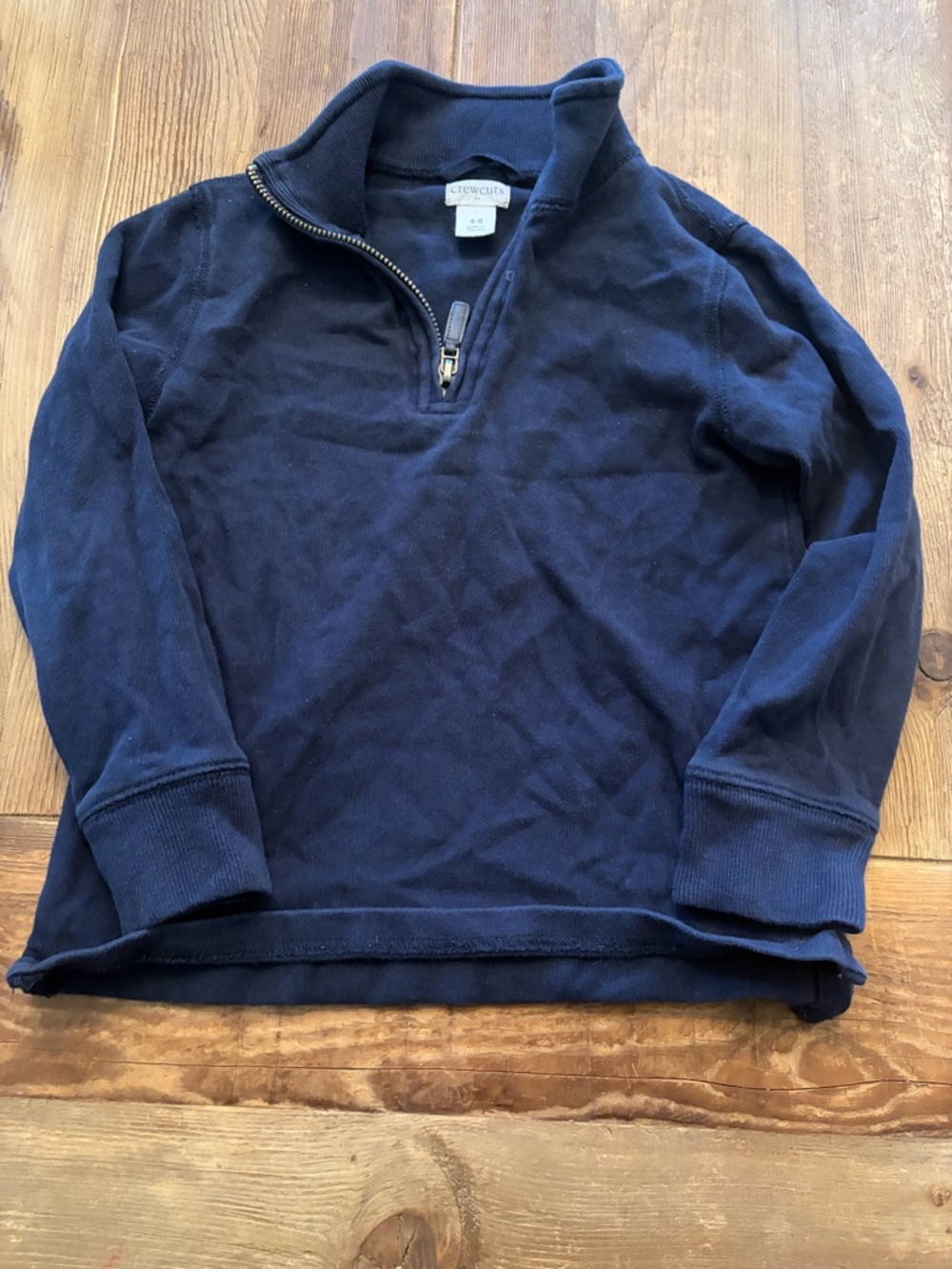 Crewcuts J.Crew Boys Half Zip Popover Sweatshirt 4-5 Navy Leather Pull